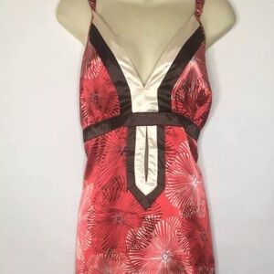 Express Red Multicolor Thick Spaghetti Strap Silk Top SZ 2x
